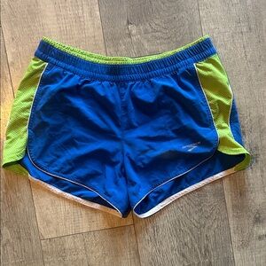 Brooks Women's Athletic Shorts in Blue and Lime